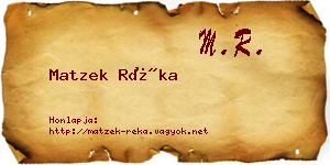 Matzek Réka névjegykártya